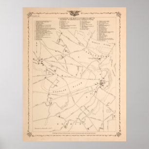 Póster Mapa emblemático de Boston George Washington