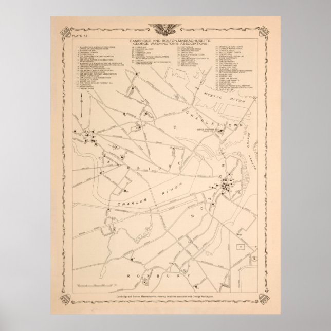Póster Mapa emblemático de Boston George Washington (Frente)