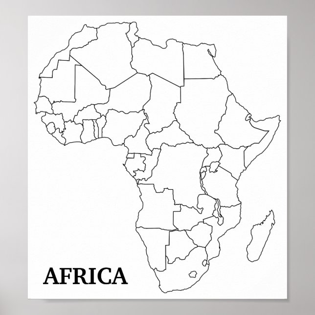 Póster Mapa en blanco de África (Frente)