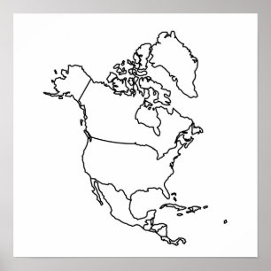 Póster Mapa en blanco de América del Norte