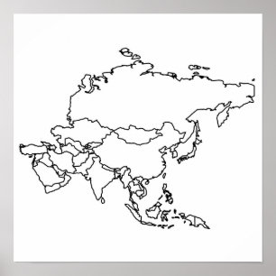 Póster Mapa en blanco de Asia