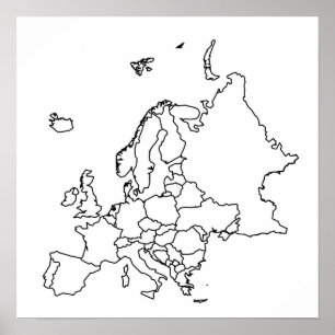 Póster Mapa en blanco de Europa