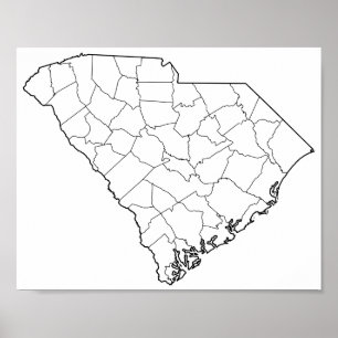 Póster Mapa en blanco del esquema de los condados de