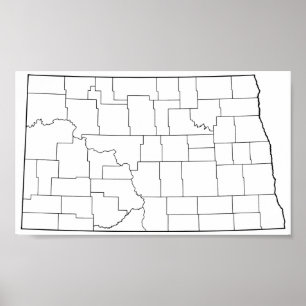 Póster Mapa en blanco del esquema de los condados de