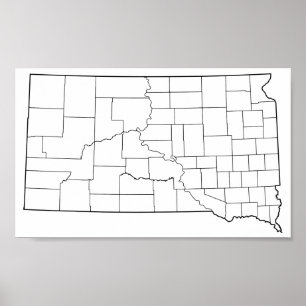 Póster Mapa en blanco del esquema de los condados de