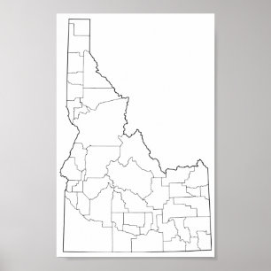 Póster Mapa en blanco del esquema de los condados de