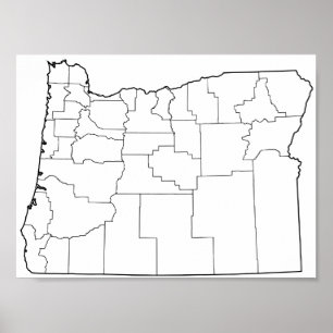 Póster Mapa en blanco del esquema de los condados de