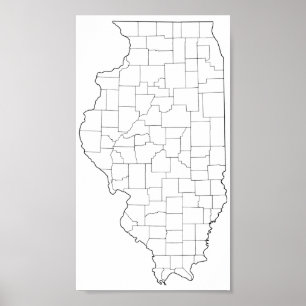 Póster Mapa en blanco del esquema de los condados de