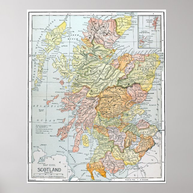 PÓSTER MAPA: ESCOCIA (Frente)