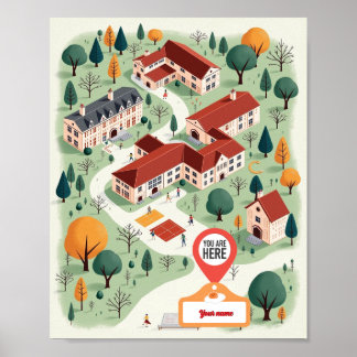 Póster Mapa Escolar Personalizado con "Estás Aquí"