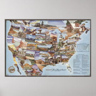 Póster "Mapa espejo de Estados Unidos" - monumentos natur