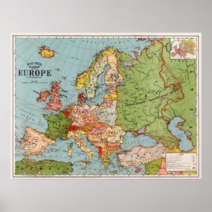 Póster Mapa estándar de Bacon en la vieja Europa del sig