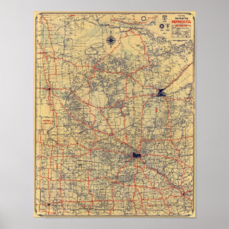Póster Mapa estándar de Minnesota