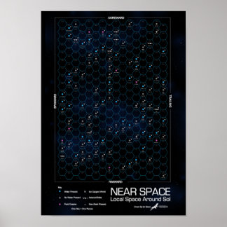 Póster Mapa estelar del Poster Hexagon cerca del espacio