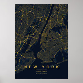 Póster Mapa estilizado de la ciudad de Nueva York