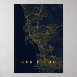 Póster Mapa estilizado de San Diego California