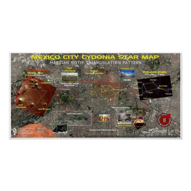 Póster Mapa Estrella de Ciudad de México (Anverso)