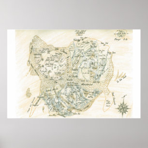 Póster Mapa etiquetado de Trino