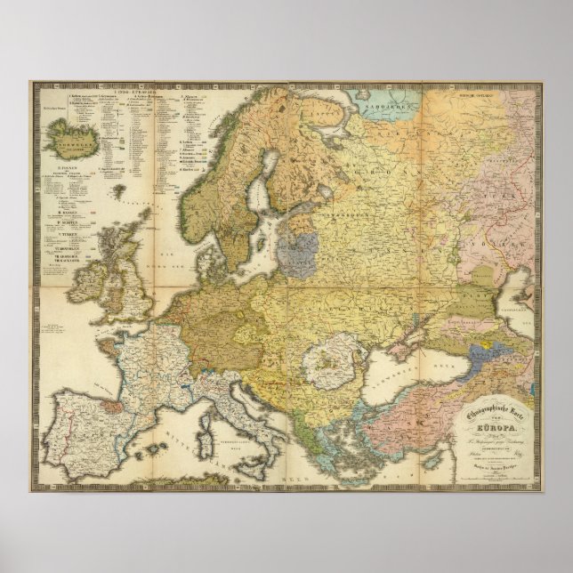 Póster Mapa etnográfico de Europa (Frente)