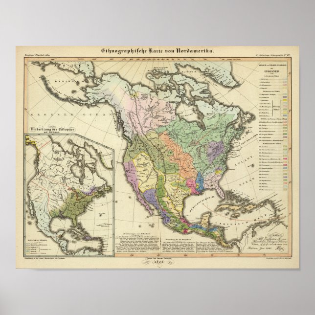 Póster Mapa etnográfico de Norteamérica (Frente)