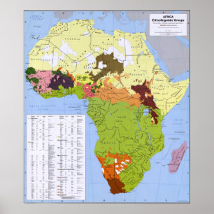 PÓSTER MAPA ETNOLINGÜÍSTICA DE ÁFRICA CIA