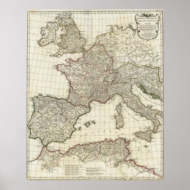 Póster Mapa europeo clásico (Frente)