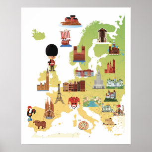 Póster Mapa europeo de Personalizados