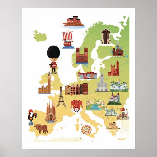 Póster Mapa europeo de Personalizados (Frente)