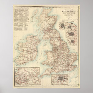 Póster Mapa ferroviario de las Islas Británicas