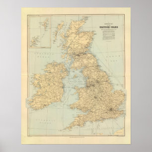 Póster Mapa ferroviario, Islas Británicas