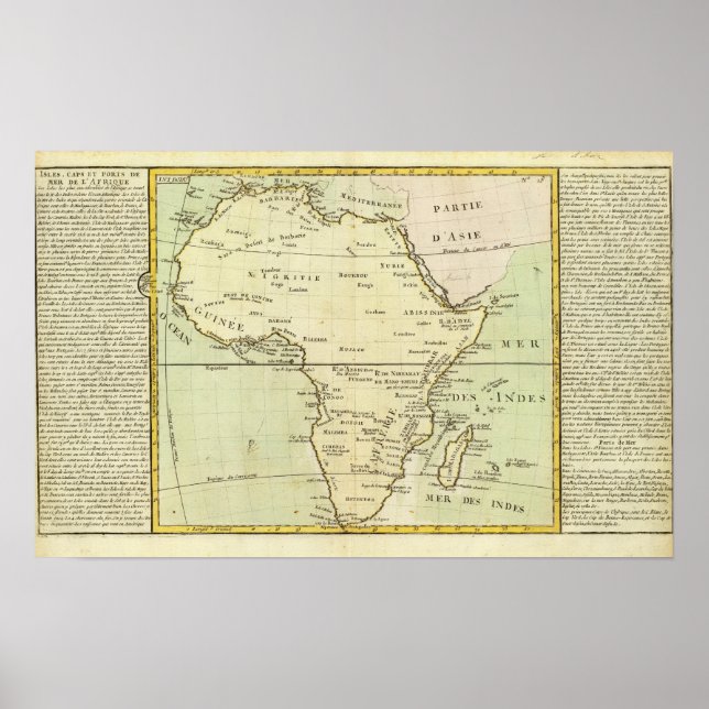 Póster Mapa físico de África (Frente)
