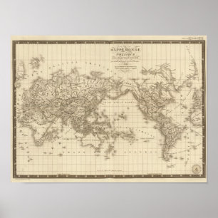 Póster Mapa físico del mundo