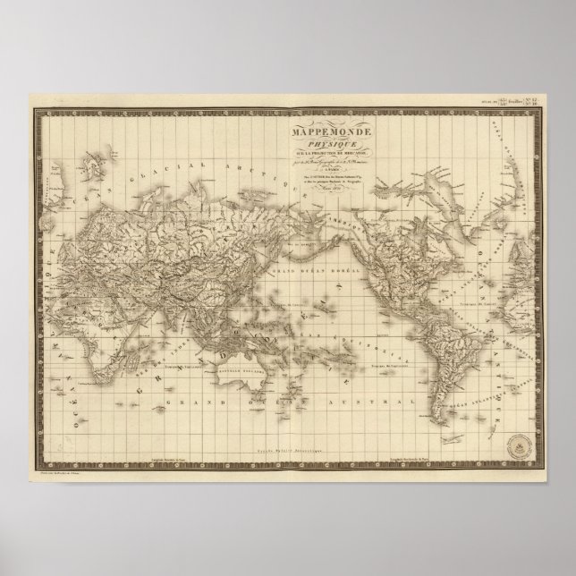Póster Mapa físico del mundo (Frente)