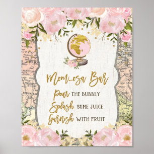 Póster Mapa floral de Rubor Momosa Bar Mimosa Baby Advent