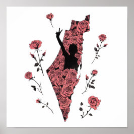 Póster mapa floral palestino