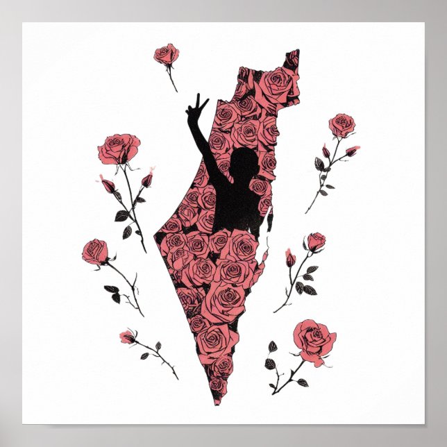 Póster mapa floral palestino (Frente)