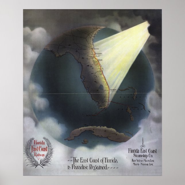 PÓSTER MAPA: FLORIDA, 1898 (Frente)