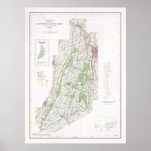 Póster Mapa forestal nacional de Chattahoochee (1982) (Frente)