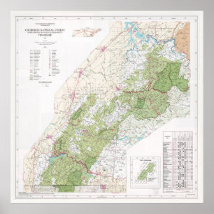 Póster Mapa forestal nacional de Cherokee (1996)