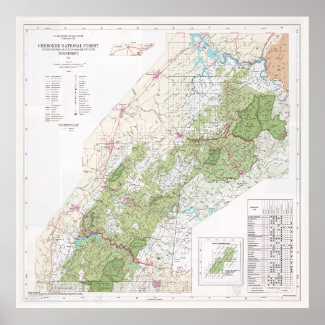 Póster Mapa forestal nacional de Cherokee (1996) (Frente)