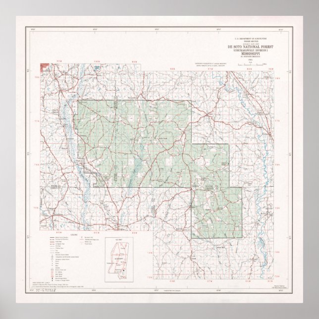 Póster Mapa forestal nacional de De Soto (1964) (Frente)