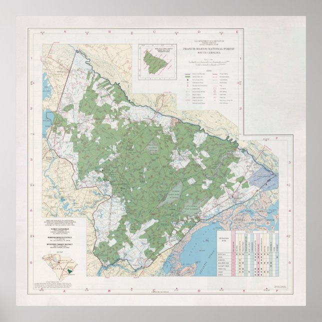 Póster Mapa forestal nacional de Francis Marion (1981) (Frente)