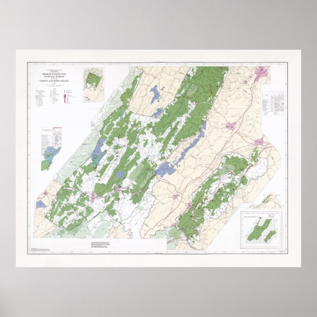 Póster Mapa forestal nacional de George Washington (1989) (Frente)