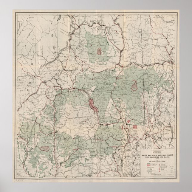 Póster Mapa forestal nacional de las montañas blancas ant (Frente)