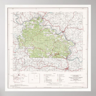Póster Mapa forestal nacional de Ozark (1972) Arkansas Wo
