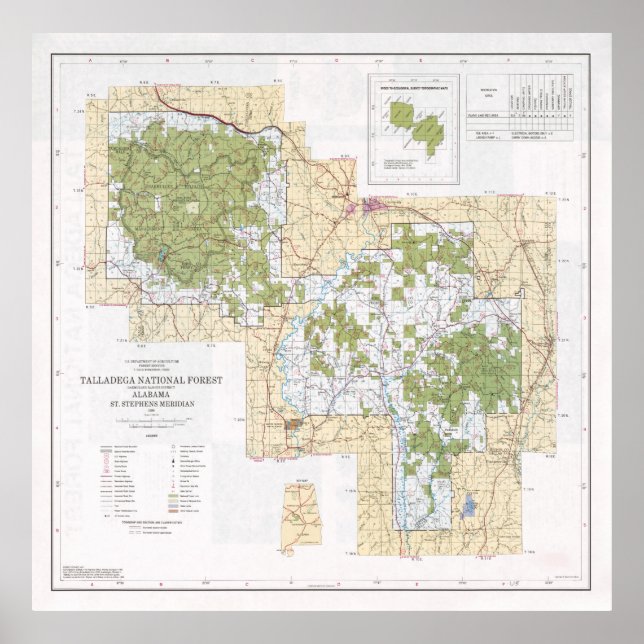 Póster Mapa forestal nacional de Talladega (1994) (Frente)