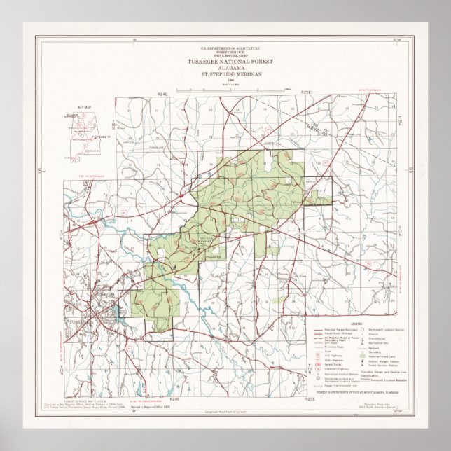 Póster Mapa forestal nacional de Tuskegee (1972) (Frente)