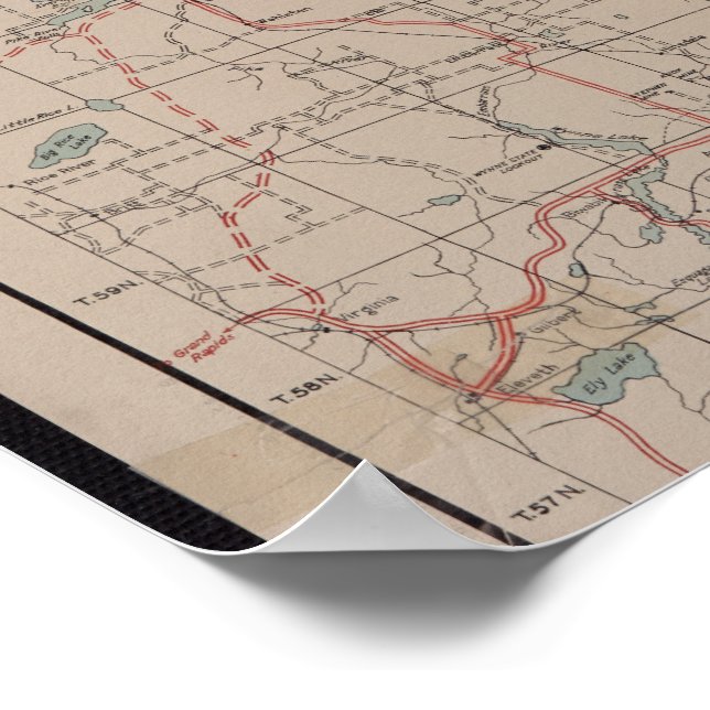 Póster Mapa forestal nacional superior de 1928 - BWCA (Esquina)