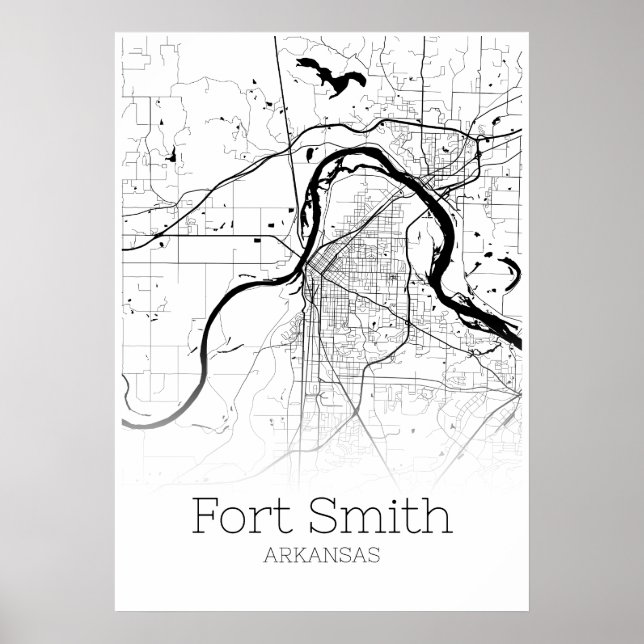 Póster Mapa Fort Smith - Arkansas - Poster de Mapa de la  (Frente)