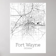 Mapa Fort Wayne - Indiana - Poster de Mapa de la C